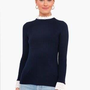 Tuckernuck Navy Rosemary Eyelet Knit Sweater